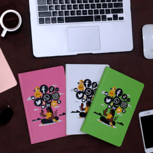 Pack of Green, Pink & White Notebooks